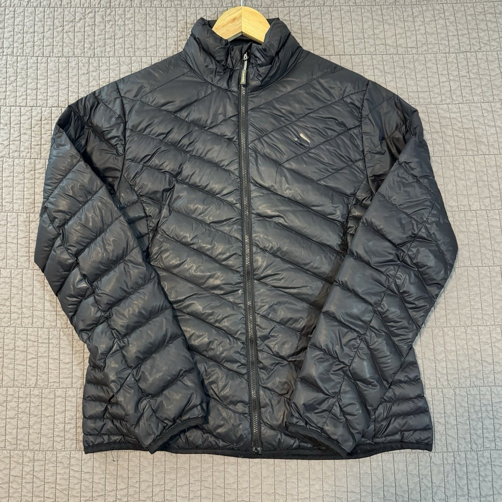 K-Way Down Puffer Jacket Women Medium Black Gorpcore Outdoors Hike Camp Full Zip